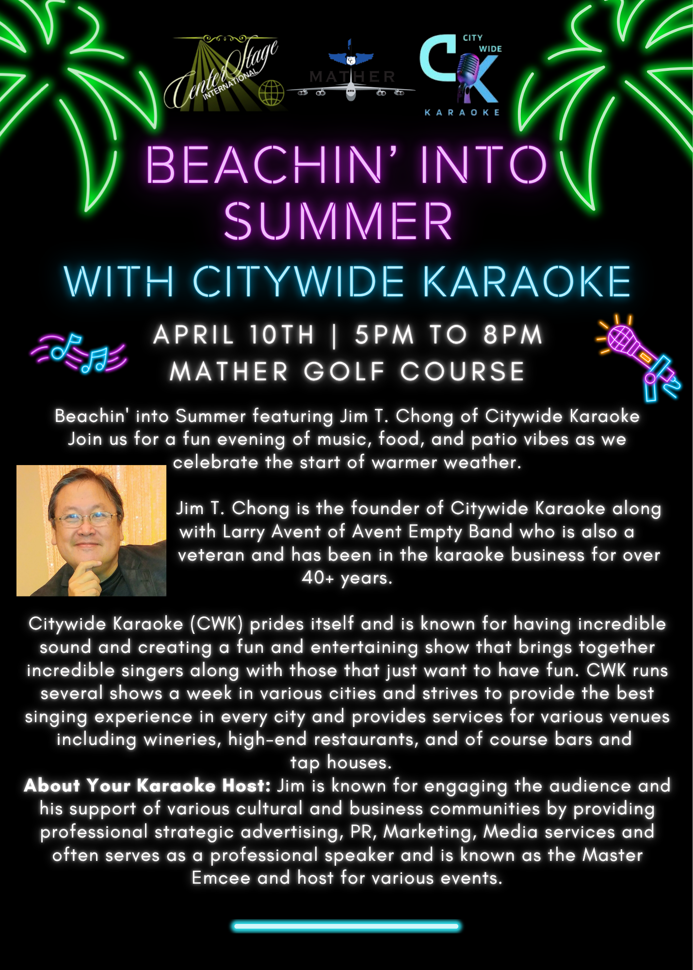 Beachin into Summer Citywide Karaoke Mather Flyer